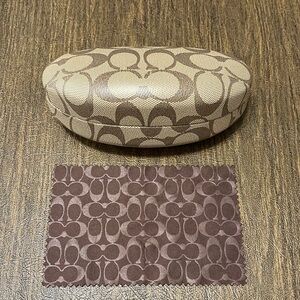 Coach sunglasses case logo monogram tan brown cream large size